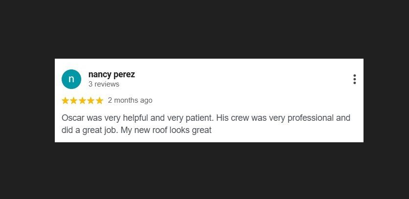 Nancy Perez Review Miami Roofing - Miami Roofing Review